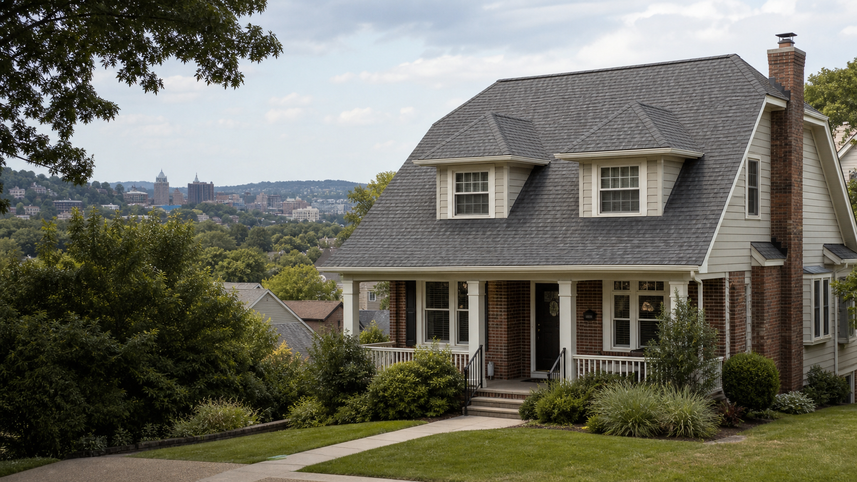 Well-maintained Pittsburgh home with a dark dimensional-shingle roof